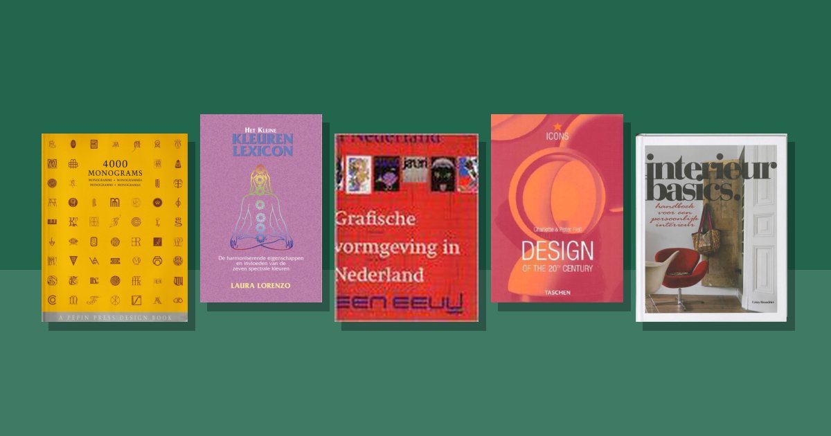 Omslagen van de besproken boeken: Boeken over design tweedehands