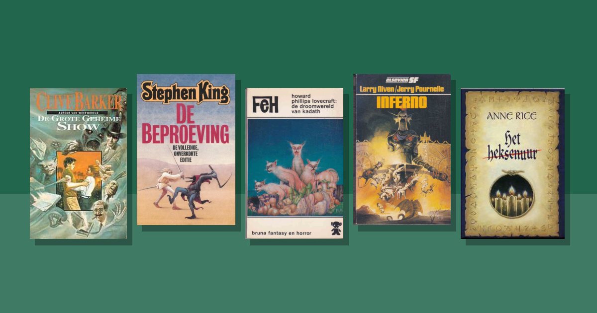 Omslagen van de besproken boeken: Boeken over horror tweedehands