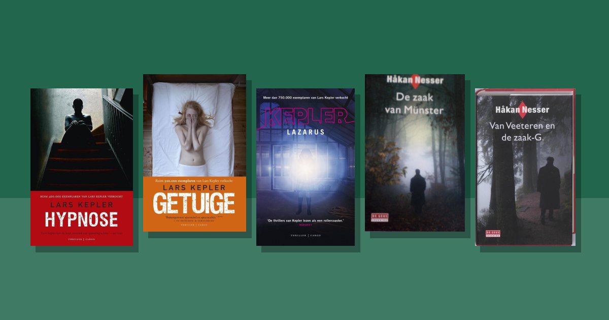 Omslagen van de besproken boeken: Boeken over Scandinavische thriller tweedehands