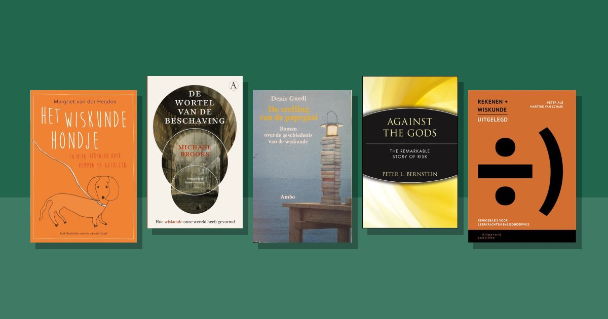 Omslagen van de besproken boeken: Boeken over wiskunde tweedehands
