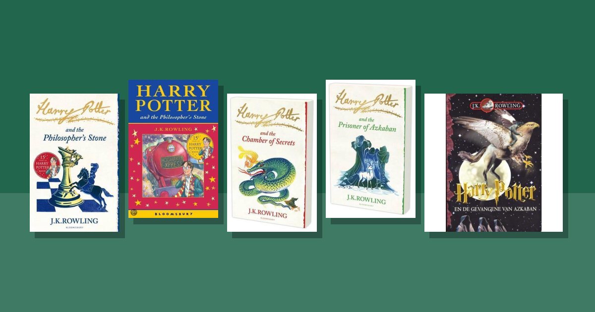 Omslagen van de besproken boeken: Harry Potter boeken volgorde: zo lees je de reeks